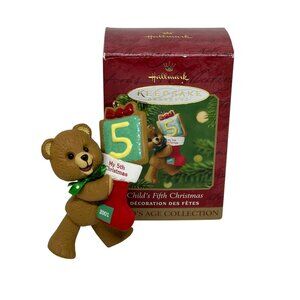 VTG 2000 Hallmark Keepsake Ornament Child's 5th Christmas Bear Tree Star Decor
